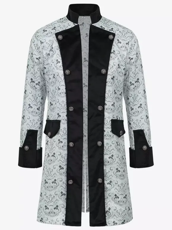 Yellow Vintage Retro Long Sleeves Polyester Polyester Fiber Overcoat Retro Costumes For Man