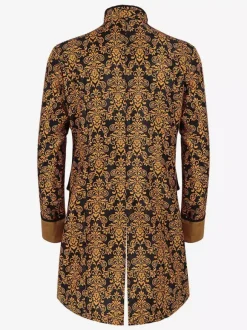 Yellow Vintage Retro Long Sleeves Polyester Polyester Fiber Overcoat Retro Costumes For Man