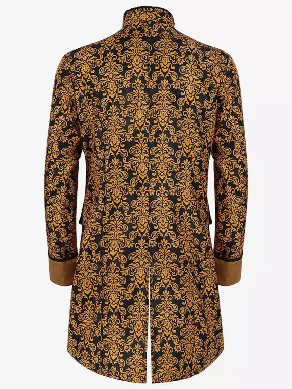 Yellow Vintage Retro Long Sleeves Polyester Polyester Fiber Overcoat Retro Costumes For Man