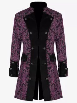 Yellow Vintage Retro Long Sleeves Polyester Polyester Fiber Overcoat Retro Costumes For Man
