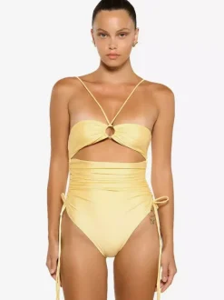 Yellow One Piece Swimsuit With Cutout Detail For Summer Beach 2026